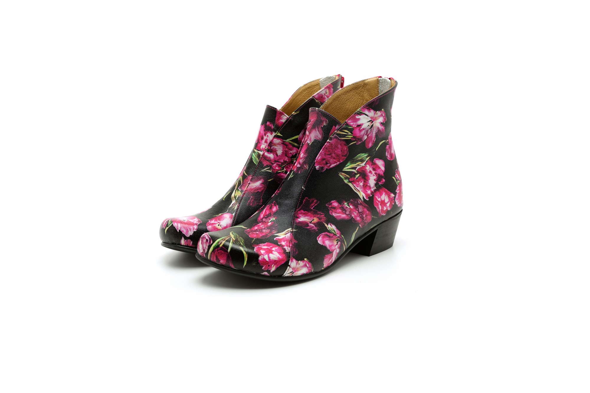 floral leather boots