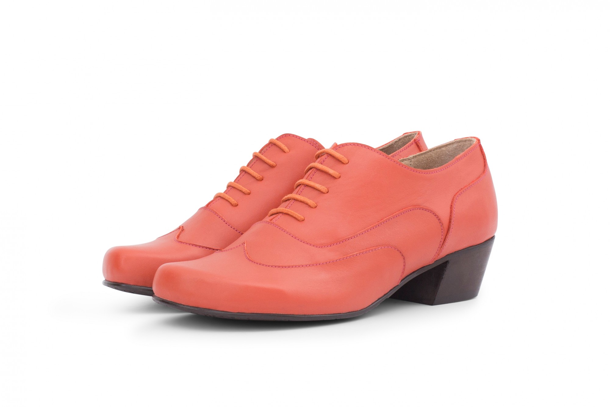 orange low heel shoes