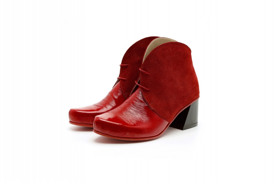 red leather shoe boots